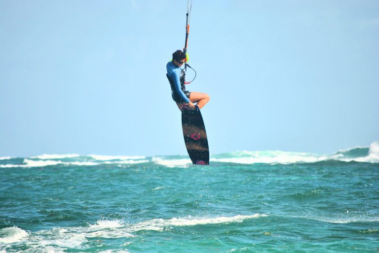 Maria Kiteboarding on waves